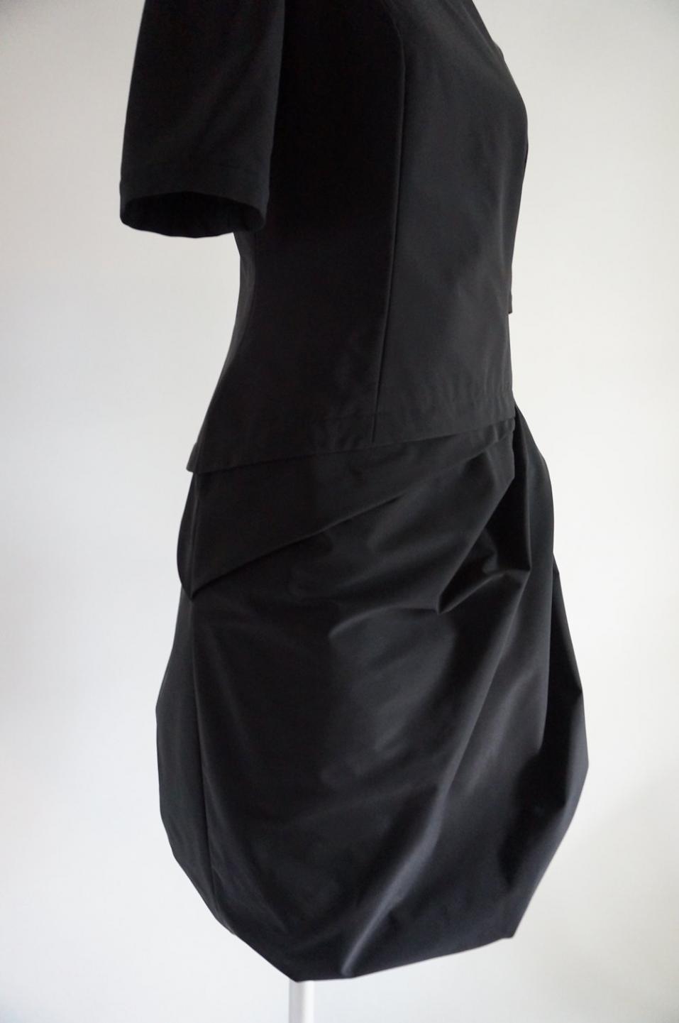 フォクシー  タフタバルーンの五分袖ドレス 40 ブラック