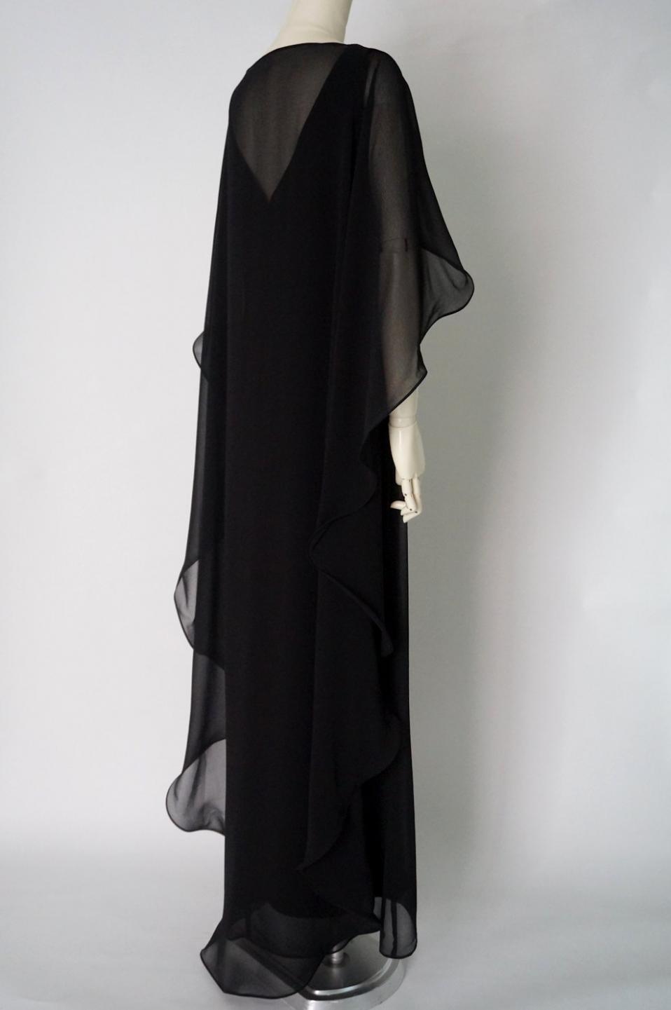 ラルフローレン フリルシフォンケープのVネックロングドレス サイズ6 / レンタルリトルブラックドレス テン Rental Little